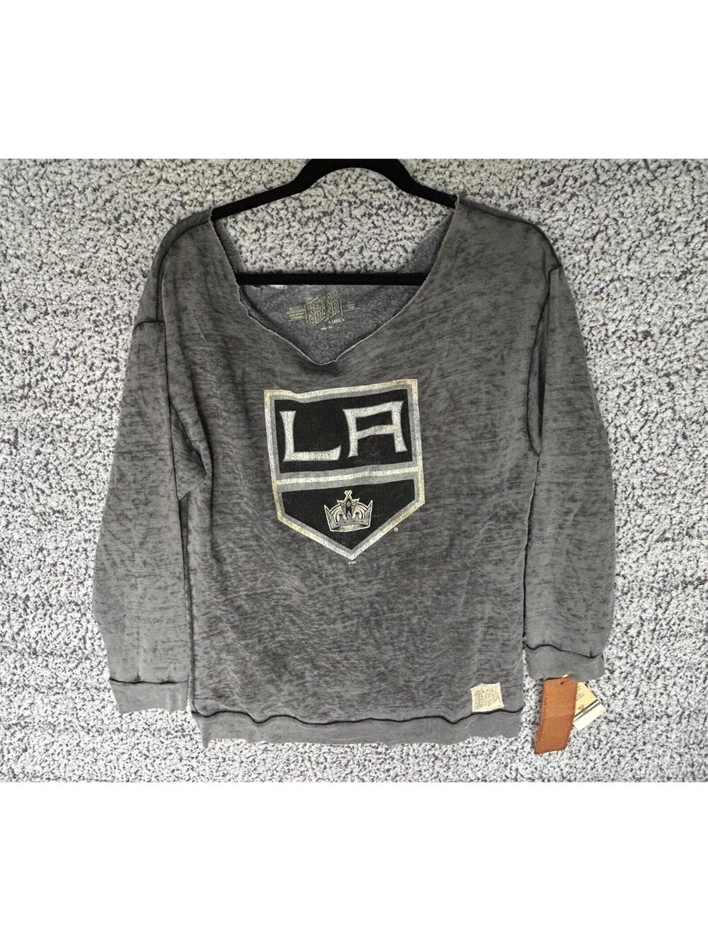 Retro Brand LA Kings Vintage NHL Hockey Women's V Neck Sweater Sz Large NWT